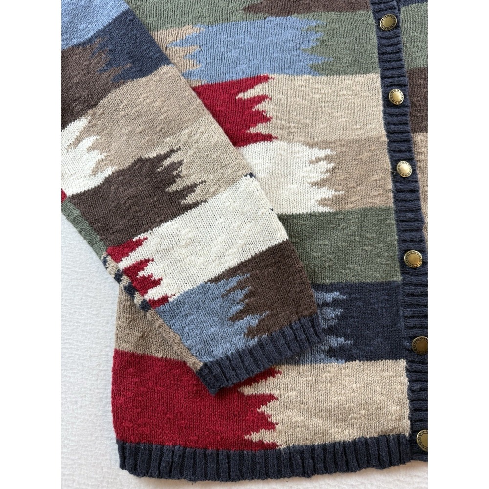Vintage Christopher Banks Cardigan Sweater Colorful Patchwork Design Size M - Picture 3 of 10